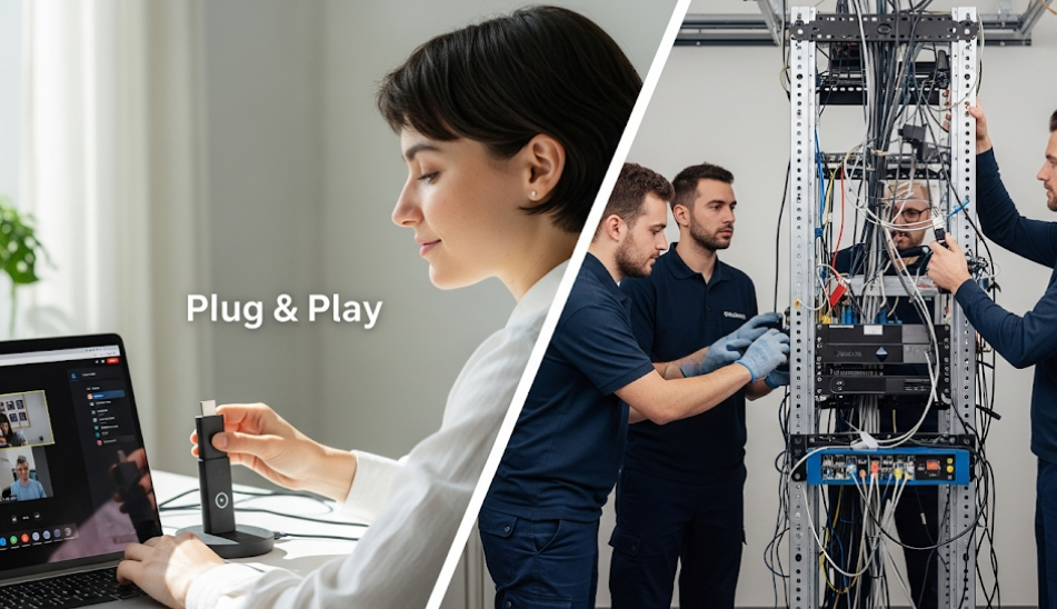so sánh hệ thống họp truyền thống và plug & play