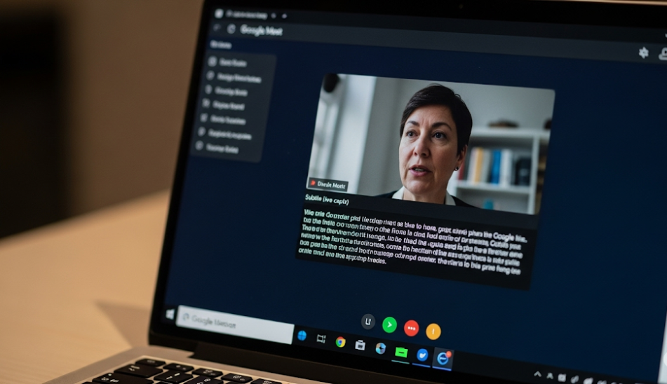 Giao diện Google Meet với tính năng phụ đề trực tiếp